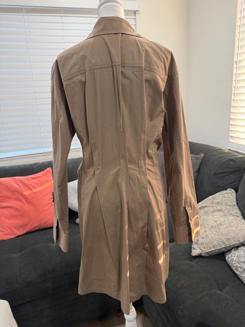 Pilcro‎ Pintuck Tan Mini Shirt Dress - Picture 7 of 14